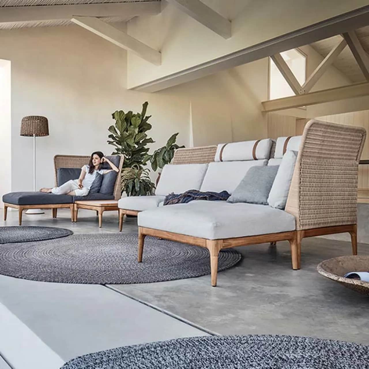 modular high-back chaise (left): left corner/ end unit + ottoman