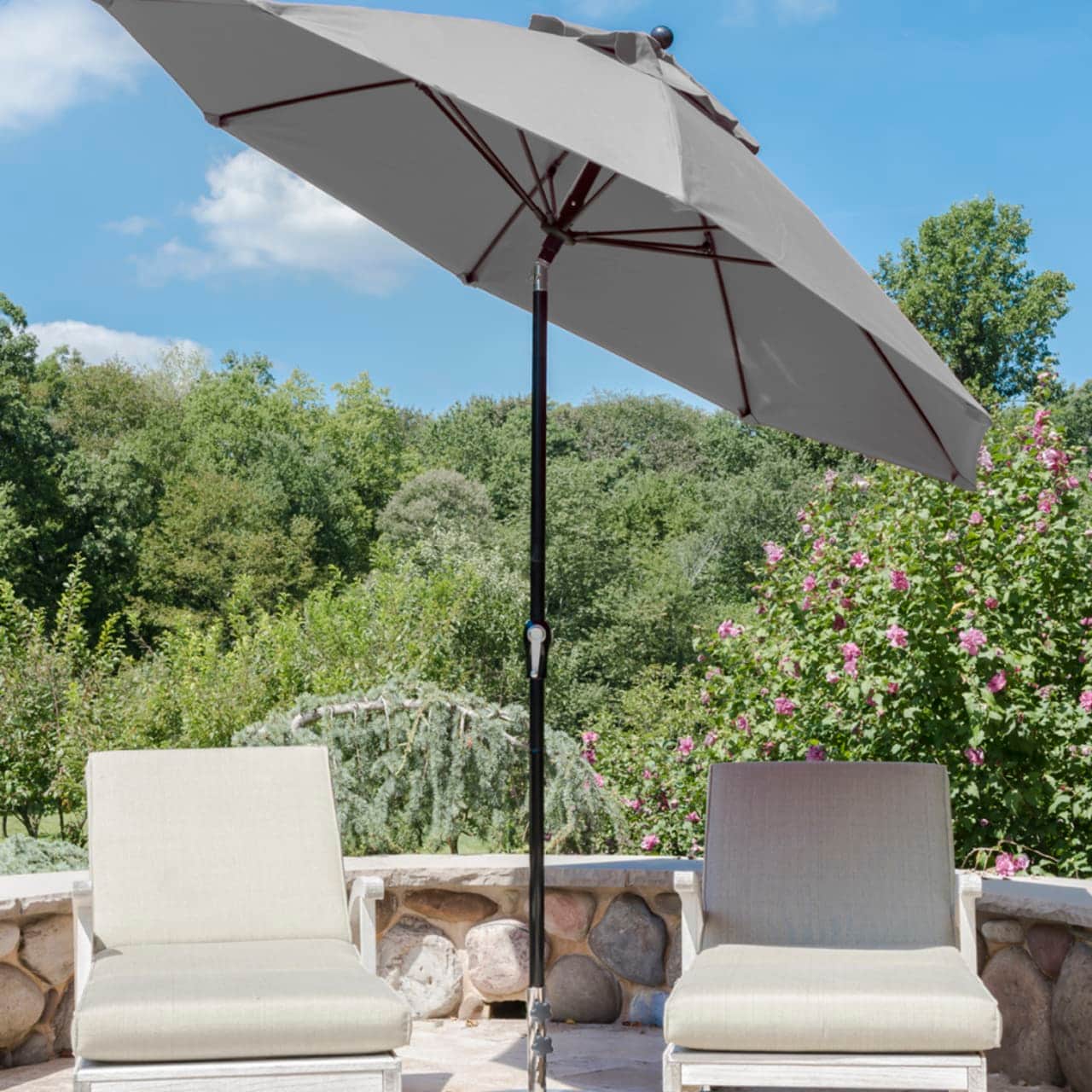 Frankford Monterey 7.5' Octagonal Market Umbrella (Crank / Auto-Tilt) | Titanium Canvas Fabric