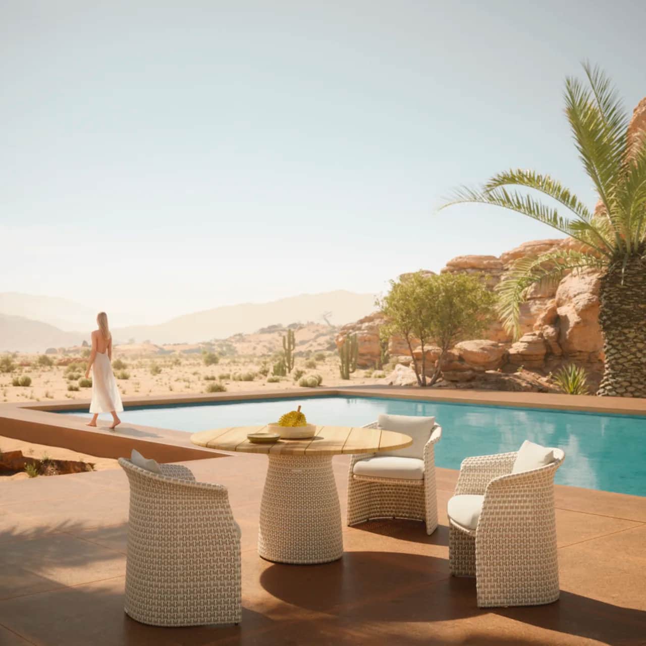 DEDON FLLAIR Armchairs & Dining Table| Fiber: Sahara