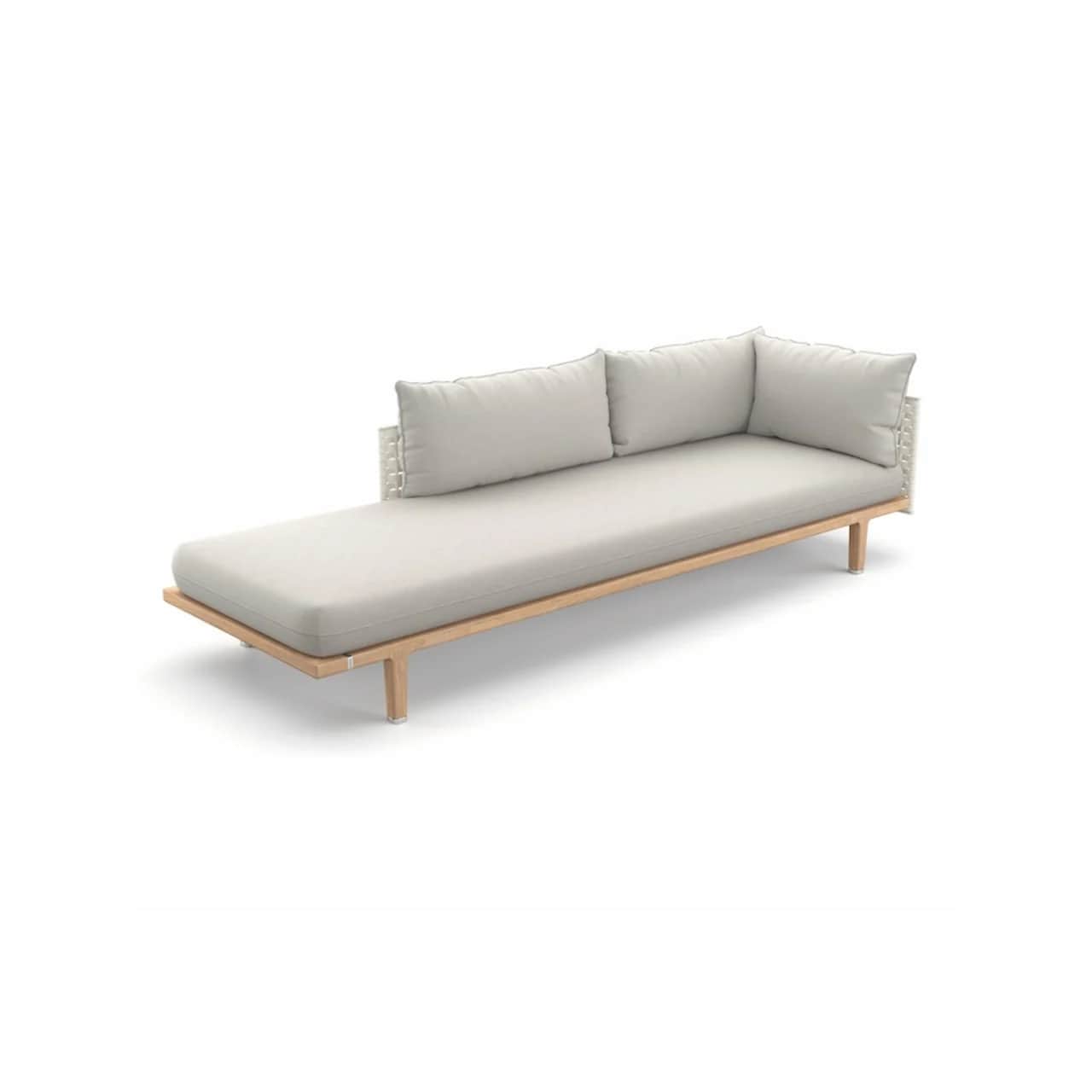 Woven Fiber Silver Beige | Frame Powder-Coated Aluminum Lipari | Base Teak | Cushions NATURA Off-White