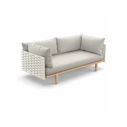 Woven Fiber Silver Beige | Frame Powder-Coated Aluminum Lipari | Base Teak | Cushions NATURA Off-White