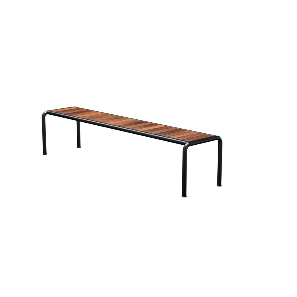 Houe Avanti 78.5" Bench | Black Powder-Coated Steel Frame | Thermo Ash Wood Top