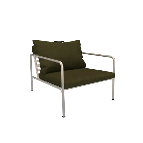 Houe Avon Chair | Muted White Powder-Coated Steel Frame | Leaf Sunbrella Heritage Fabric Cushions