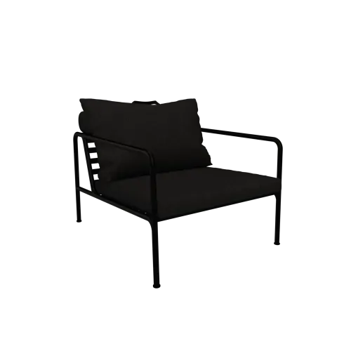 Houe Avon Chair | Black Powder-Coated Steel Frame | Dark Grey Sunbrella Heritage Fabric Cushions