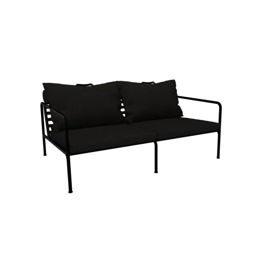 Houe Avon 2-Seater | Black Powder-Coated Steel Frame | Dark Grey Sunbrella Heritage Fabric Cushions