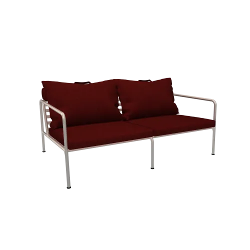 Houe Avon 2-Seater | Muted White Powder-Coated Steel Frame | Scarlet Sunbrella Heritage Fabric Cushions