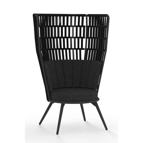 MAMAGREEN Daisy Rae Rope Chat Chair High Back (Alu Legs) | Frame: Aluminum, Anthracite | Shell: Rope, Truffle | Cushion: Sunbrella, Canvas Coal