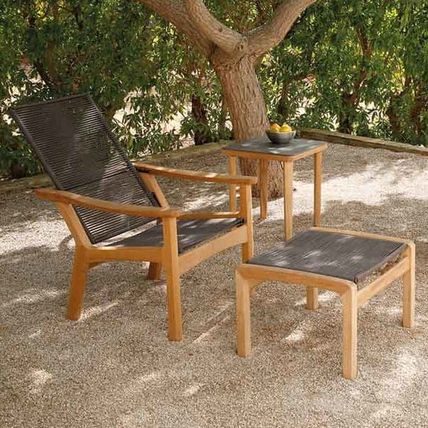 Barlow Tyrie Monterey Deep Seating Adjustable Armchair with Ottoman and 20" Square Ceramic Top Side Table