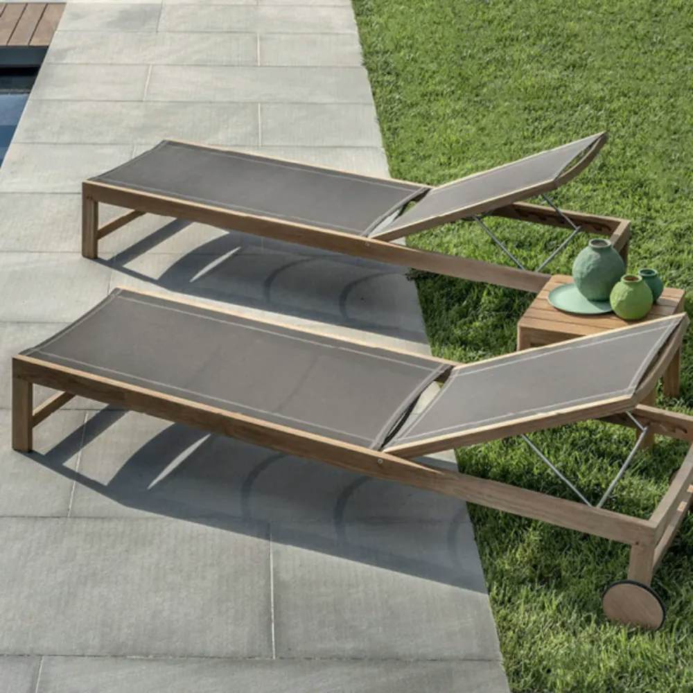sand sun lounger with dove grey ethitex sling