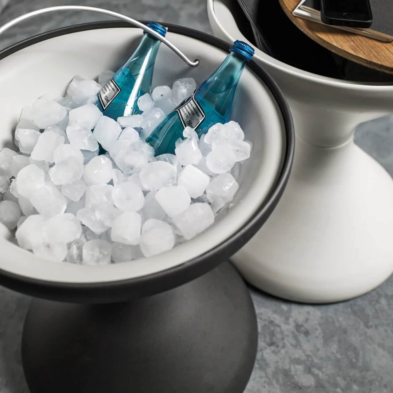 detail: bells hidden ice compartment; just lift the tabletop