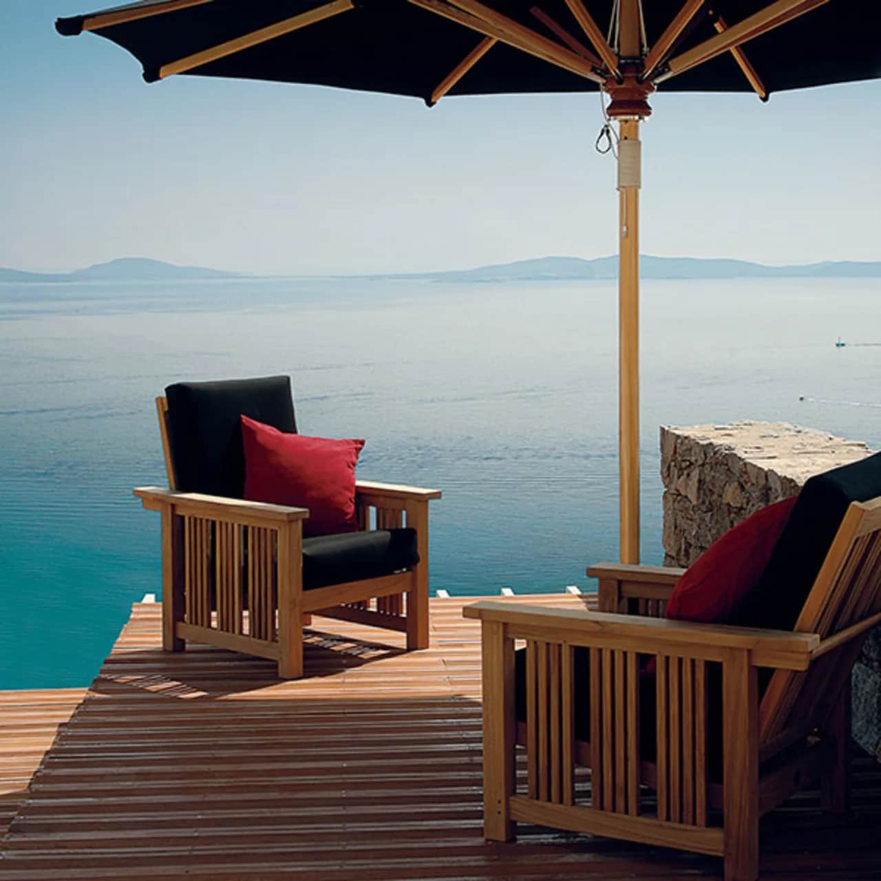 armchair with black cushions