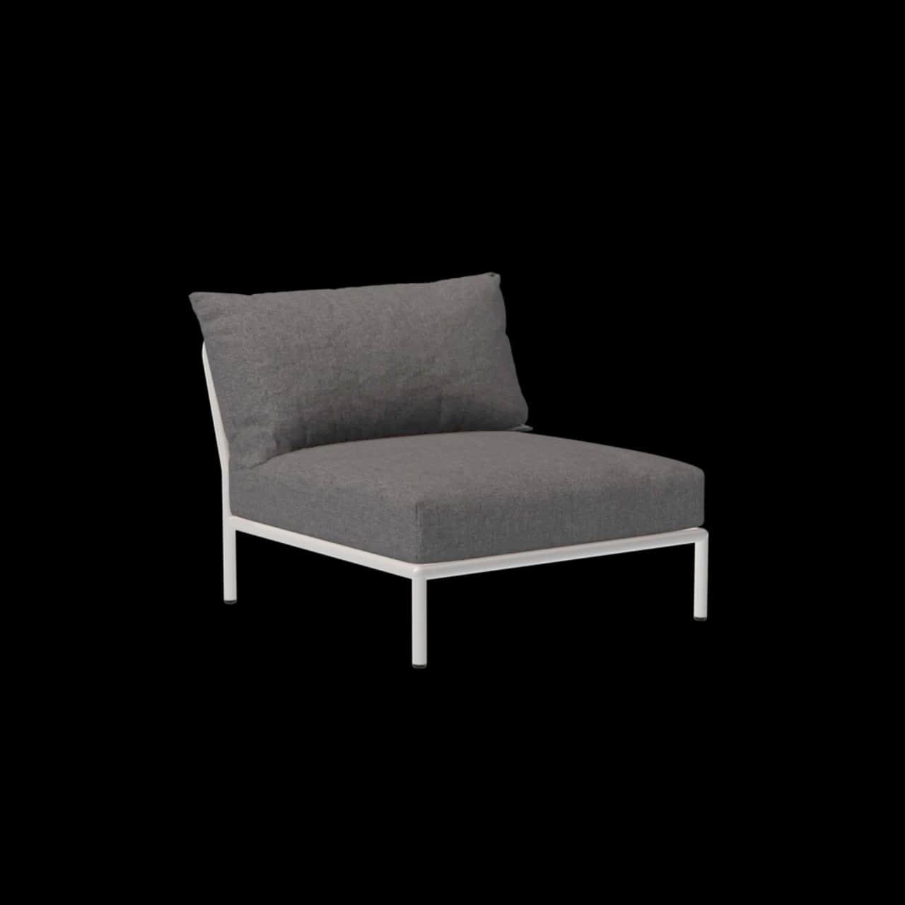 Houe Level 2 Chair | Muted White Powder-Coated Aluminum Frame | Slate Sunbrella Heritage Fabric Cushion