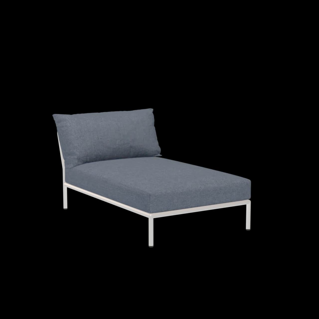 Houe Level 2 Chaise | Muted White Powder-Coated Aluminum Frame | Sky Sunbrella Heritage Fabric Cushion