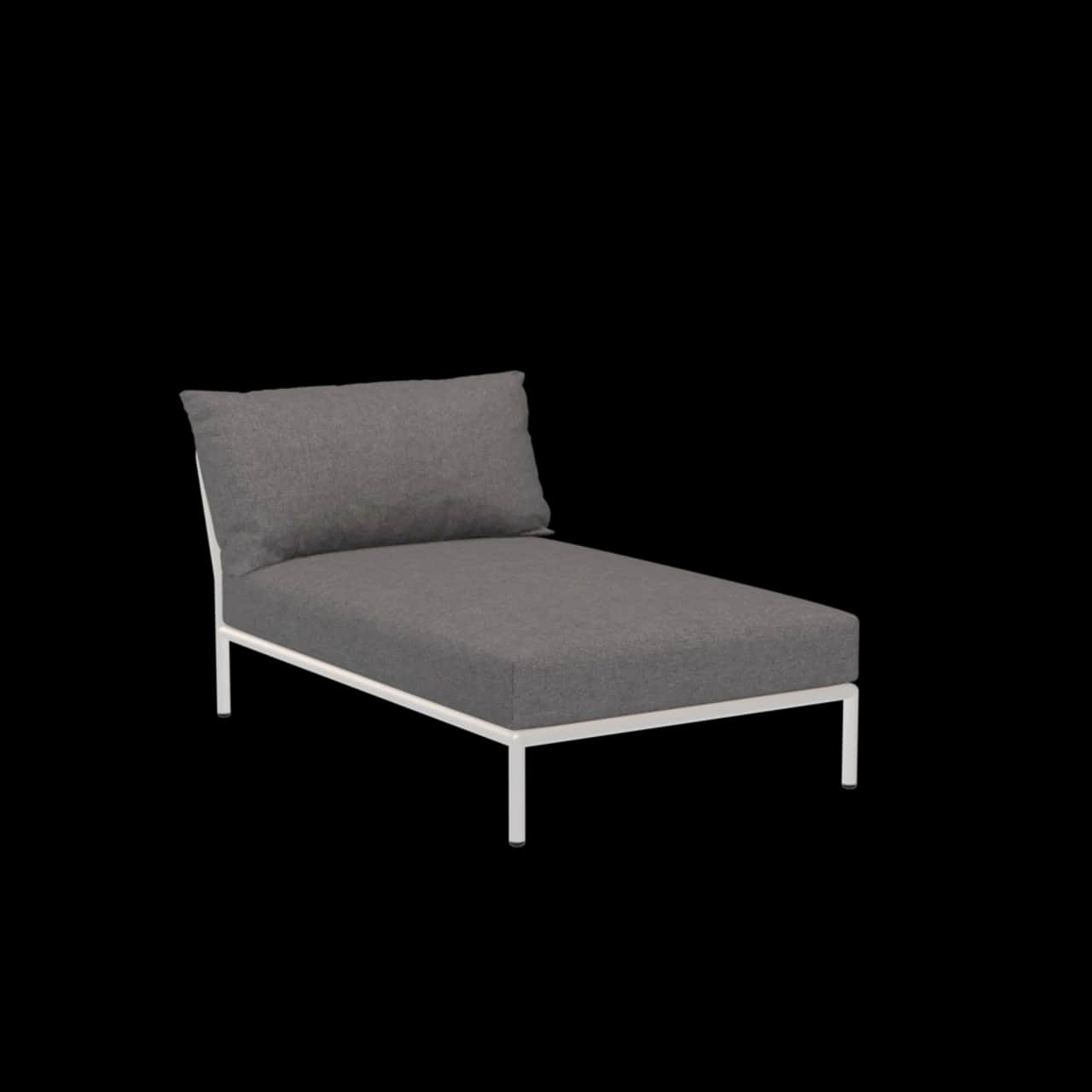 Houe Level 2 Chaise | Muted White Powder-Coated Aluminum Frame | Slate Sunbrella Heritage Fabric Cushion
