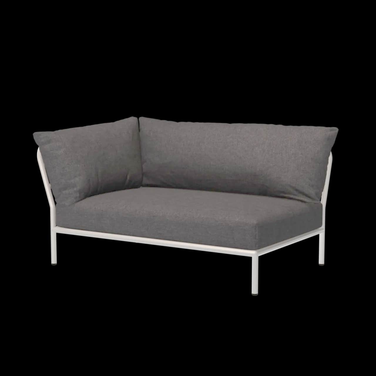 Houe Level 2 Corner Left | Muted White Powder-Coated Aluminum Frame | Slate Sunbrella Heritage Fabric Cushion