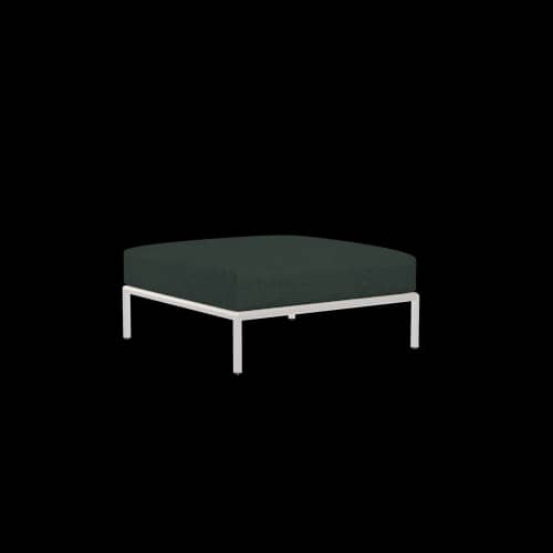 Houe Level 2 Ottoman | Muted White Powder-Coated Aluminum Frame | Alpine Sunbrella Heritage Fabric Cushion