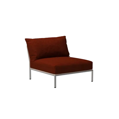 Houe Level 2 Chair | Muted White Powder-Coated Aluminum Frame | Rust Sunbrella Heritage Fabric Cushion