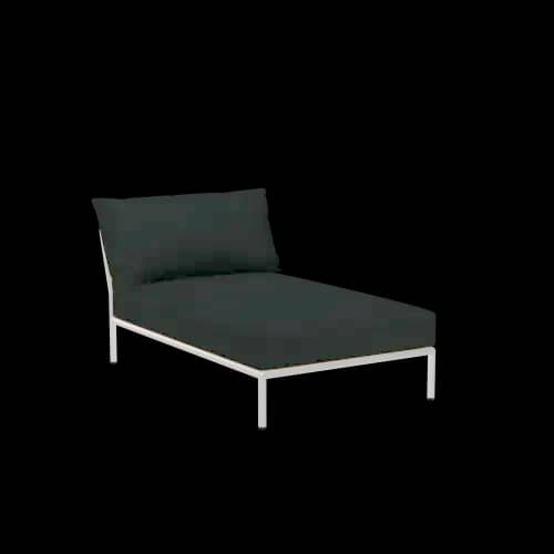 Houe Level 2 Chaise | Muted White Powder-Coated Aluminum Frame | Alpine Sunbrella Heritage Fabric Cushion