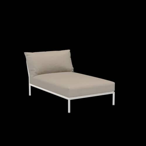 Houe Level 2 Chaise | Muted White Powder-Coated Aluminum Frame | Ash Sunbrella Heritage Fabric Cushion