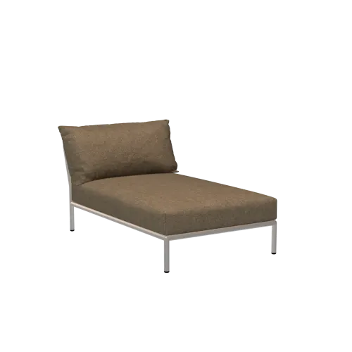 Houe Level 2 Chaise | Muted White Powder-Coated Aluminum Frame | Papyrus Sunbrella Heritage Fabric Cushion