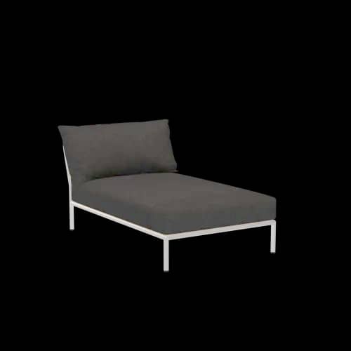 Houe Level 2 Chaise | Muted White Powder-Coated Aluminum Frame | Dark Grey Sunbrella Heritage Fabric Cushion