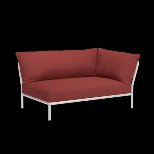 Houe Level 2 Corner Right | Muted White Powder-Coated Aluminum Frame | Scarlet Sunbrella Heritage Fabric Cushion