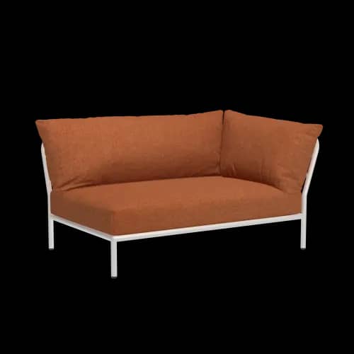 Houe Level 2 Corner Right | Muted White Powder-Coated Aluminum Frame | Rust Sunbrella Heritage Fabric Cushion