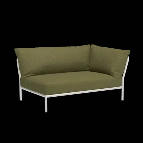 Houe Level 2 Corner Right | Muted White Powder-Coated Aluminum Frame | Leaf Sunbrella Heritage Fabric Cushion