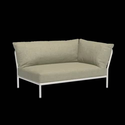 Houe Level 2 Corner Right | Muted White Powder-Coated Aluminum Frame | Moss Sunbrella Heritage Fabric Cushion