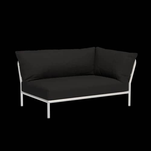 Houe Level 2 Corner Right | Muted White Powder-Coated Aluminum Frame | Charcoal Sunbrella Heritage Fabric Cushion