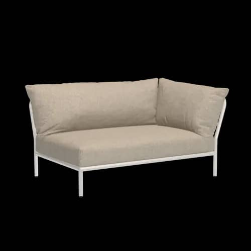 Houe Level 2 Corner Right | Muted White Powder-Coated Aluminum Frame | Papyrus Sunbrella Heritage Fabric Cushion