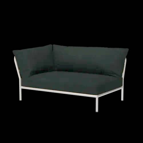 Houe Level 2 Corner Left | Muted White Powder-Coated Aluminum Frame | Alpine Sunbrella Heritage Fabric Cushion