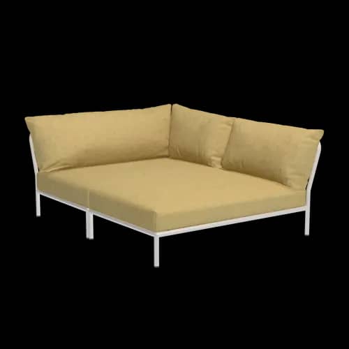 Houe Level 2 Cozy Corner Right | Muted White Powder-Coated Aluminum Frame | Dijon Sunbrella Heritage Fabric Cushion