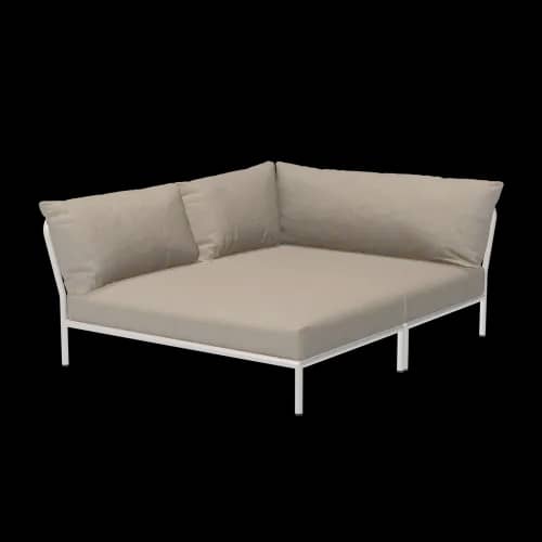 Houe Level 2 Cozy Corner Left | Muted White Powder-Coated Aluminum Frame | Ash Sunbrella Heritage Fabric Cushion