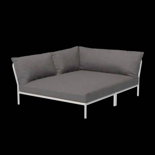 Houe Level 2 Cozy Corner Left | Muted White Powder-Coated Aluminum Frame | Slate Sunbrella Heritage Fabric Cushion