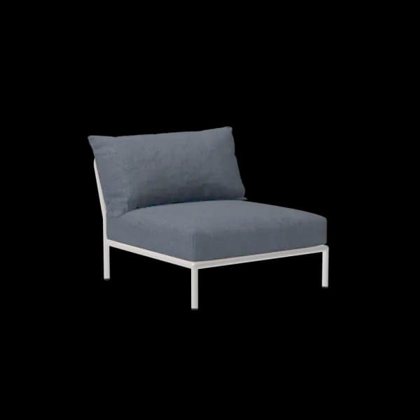 Houe Level 2 Chair | Muted White Powder-Coated Aluminum Frame | Sky Sunbrella Heritage Fabric Cushion