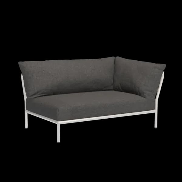 Houe Level 2 Corner Right | Muted White Powder-Coated Aluminum Frame | Dark Grey Sunbrella Heritage Fabric Cushion
