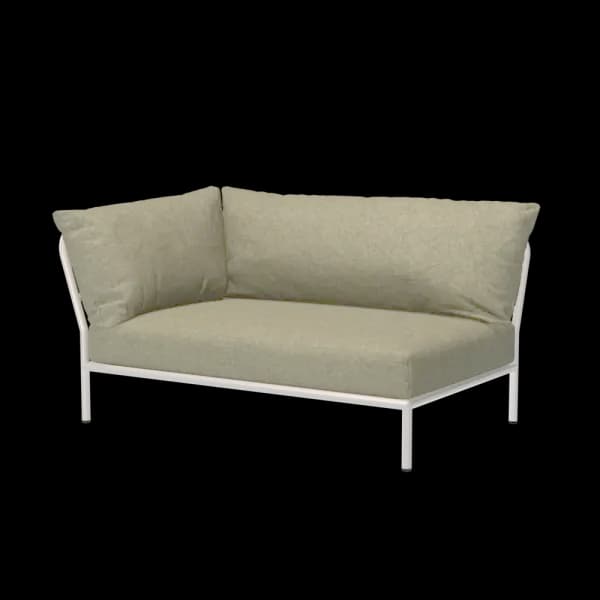 Houe Level 2 Corner Left | Muted White Powder-Coated Aluminum Frame | Moss Sunbrella Heritage Fabric Cushion