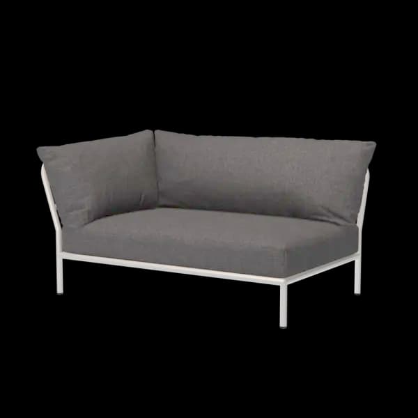 Houe Level 2 Corner Left | Muted White Powder-Coated Aluminum Frame | Slate Sunbrella Heritage Fabric Cushion