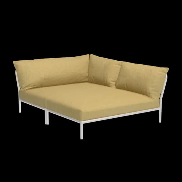 Houe Level 2 Cozy Corner Right | Muted White Powder-Coated Aluminum Frame | Dijon Sunbrella Heritage Fabric Cushion