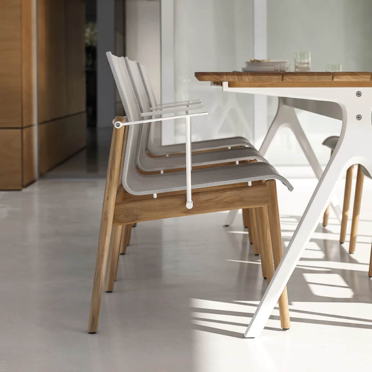 Gloster Split 87" Dining Table | Sway Dining Armchairs