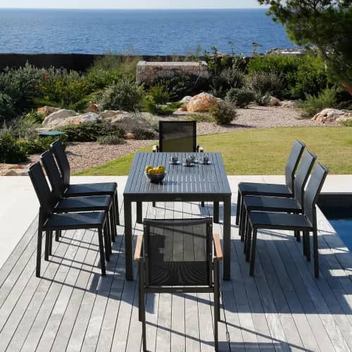 Barlow Tyrie Aura Side Chair and Narrow Dining Table