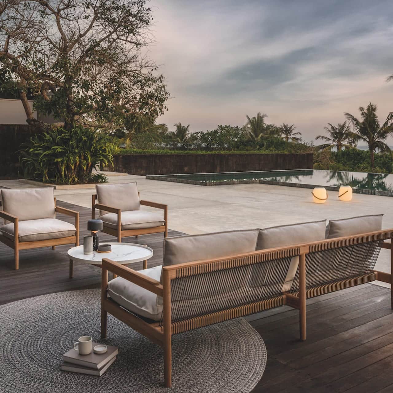 Saranac Lounge Chairs and 3-Seater Sofa (Courtesy of Gloster)