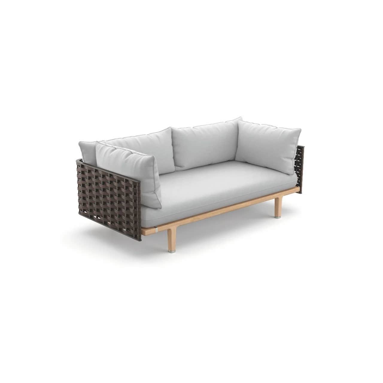 Woven Fiber Titan | Frame Powder-Coated Aluminum Black Pepper | Base Teak | Cushions NATURA Off-White
