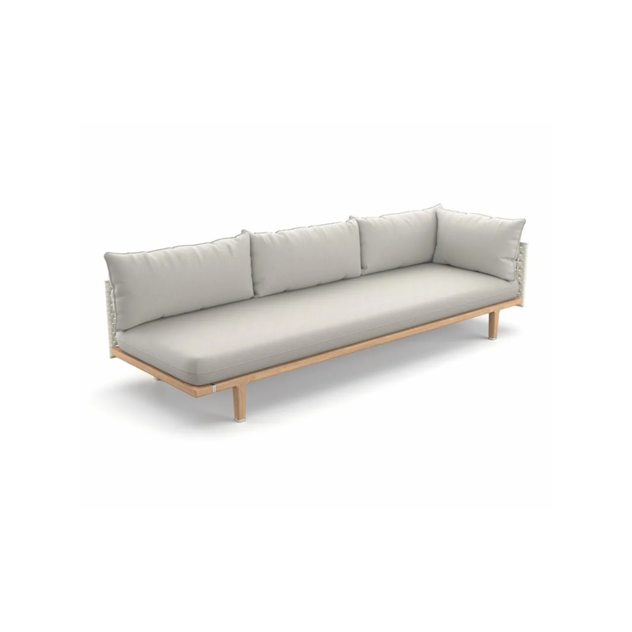 Woven Fiber Silver Beige | Frame Powder-Coated Aluminum Lipari | Base Teak | Cushions NATURA Off-White