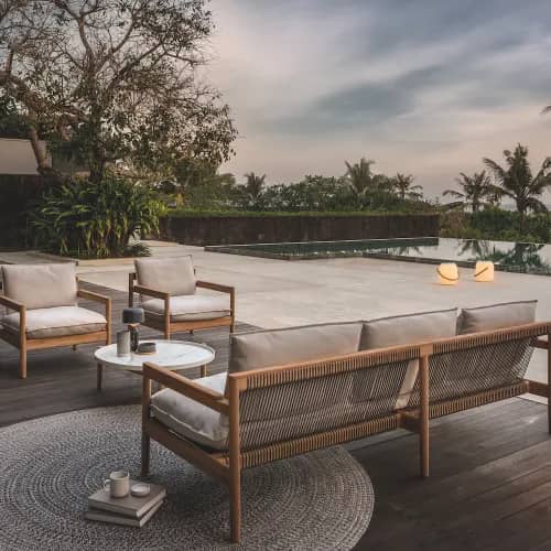 Saranac Lounge Chairs and 3-Seater Sofa (Courtesy of Gloster)