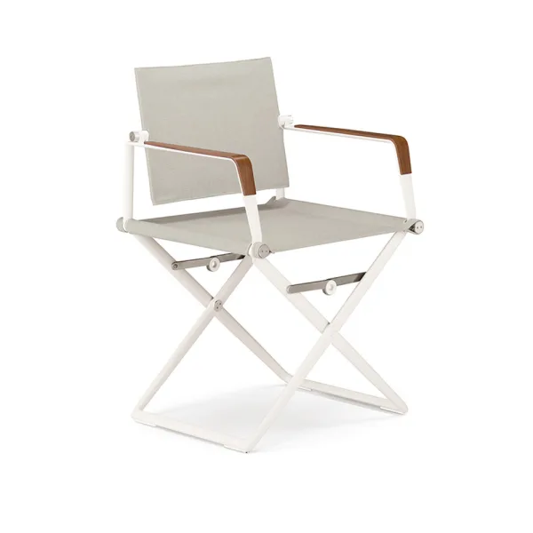 Frame Powder-Coated Aluminum Lipari | Teak Armrests | Sling Sail Dove