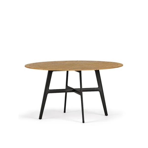 Frame Powder-Coated Aluminum Black Pepper | Top Slatted Teak