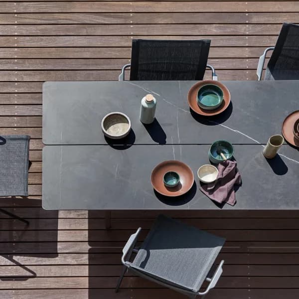 Gloster Split 110" Dining Table | Ryder Dining Armchairs