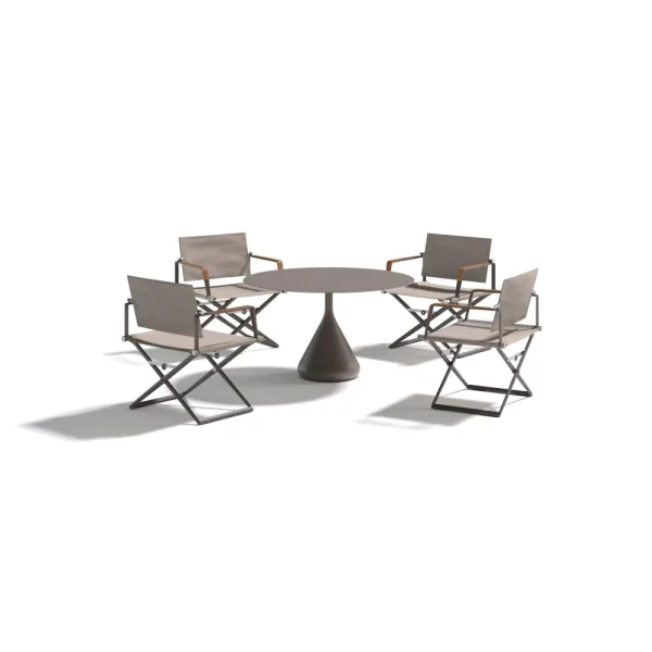 DEDON SATELLITE 45" Round Dining Table | SEAX Folding Armchairs